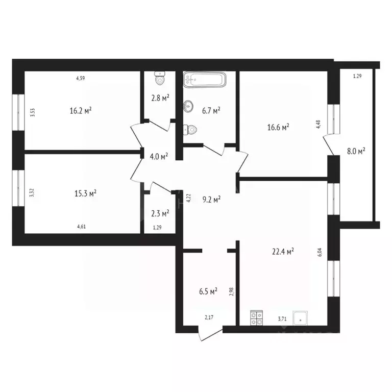 3-к кв. Тюменская область, Тюмень ул. Тимофея Кармацкого, 7к1 (101.9 ... - Фото 2