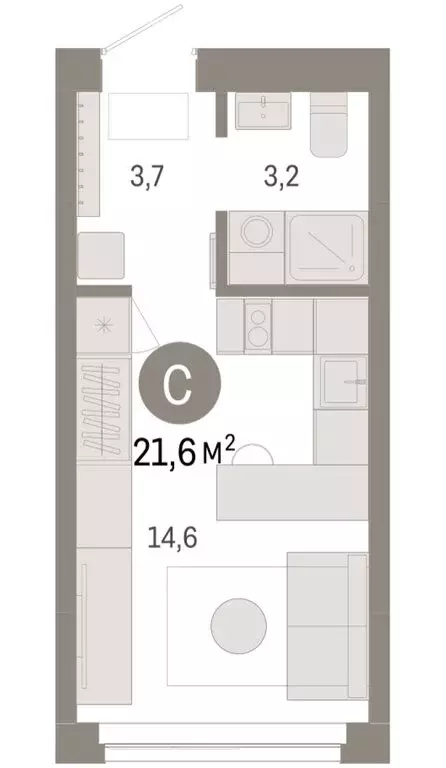 Квартира-студия: Новосибирск, Большевистская улица, 66 (21.55 м) - Фото 2