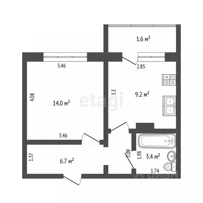 1-к кв. Мордовия, Саранск Лямбирское ш., 23 (33.0 м) - Фото 1