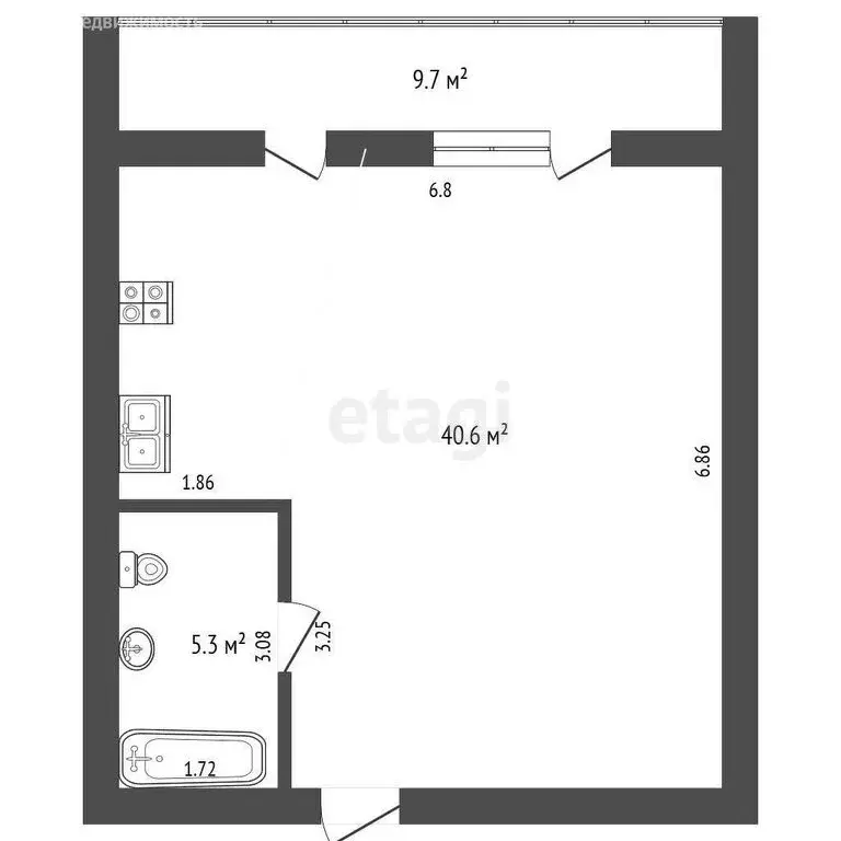 Квартира-студия: Северск, улица Славского, 6А (55.6 м) - Фото 1