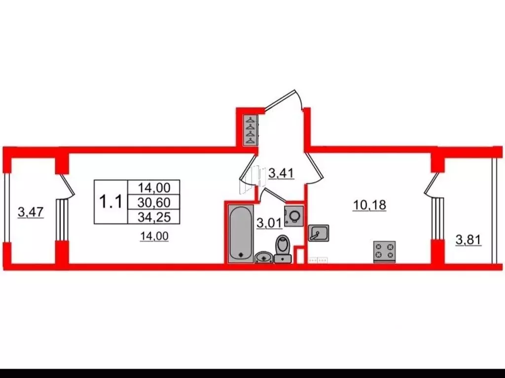1-к кв. Санкт-Петербург пос. Стрельна, просп. Буденного, 20к5 (34.0 м) - Фото 2