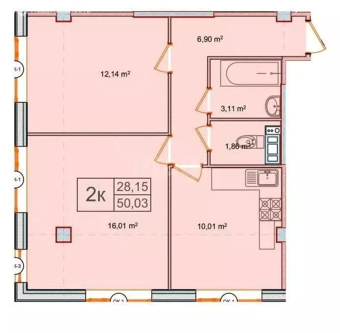 2-комнатная квартира: Уйское, улица Космонавтов, 49А (50 м) - Фото 0