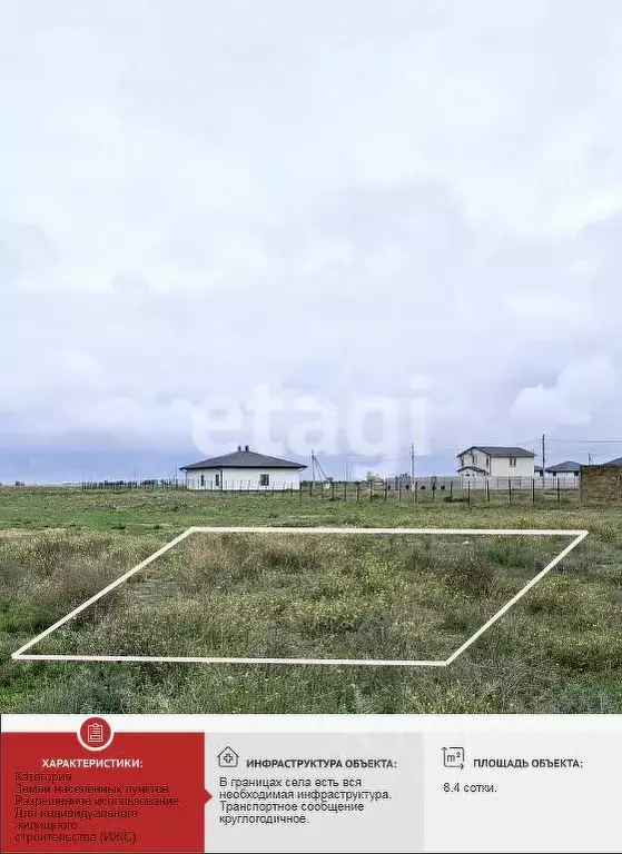 Участок в Крым, Сакский район, с. Уютное ул. Береговая, 3 (8.4 сот.) - Фото 0