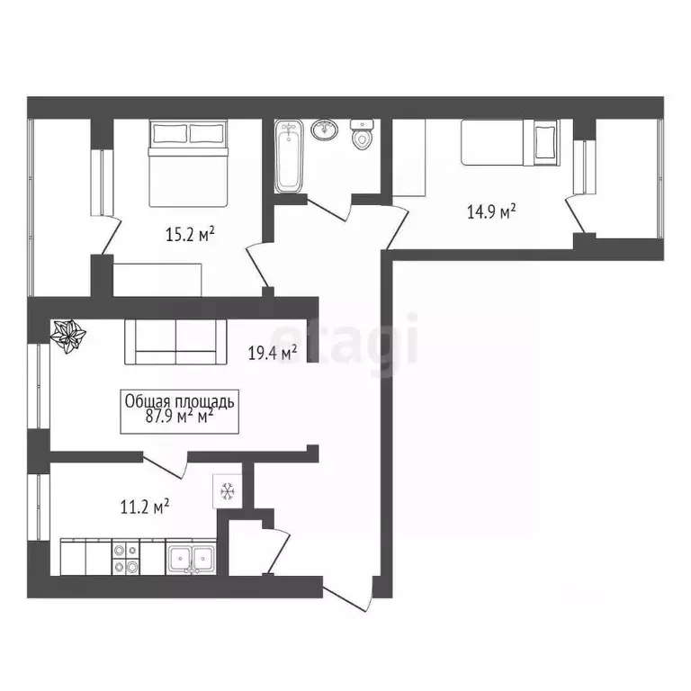 3-к кв. Новосибирская область, Бердск Северный мкр, 18 (87.9 м) - Фото 1
