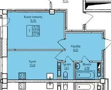 1-комнатная квартира: Ярославль, проспект Машиностроителей, 21 (42.99 ... - Фото 1