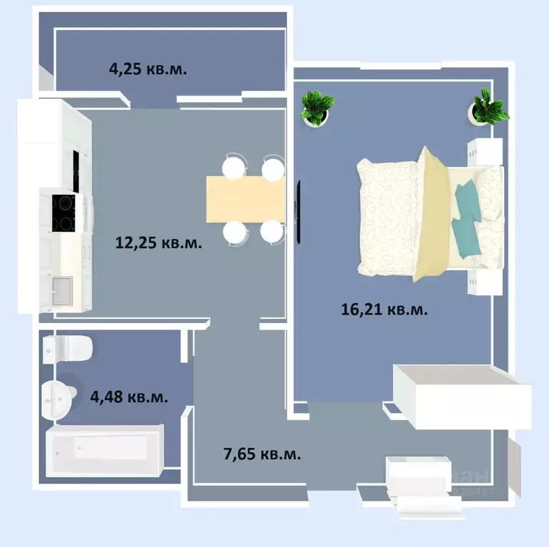 1-к кв. Омская область, Омск ул. Завертяева, 18к12 (44.84 м) - Фото 1