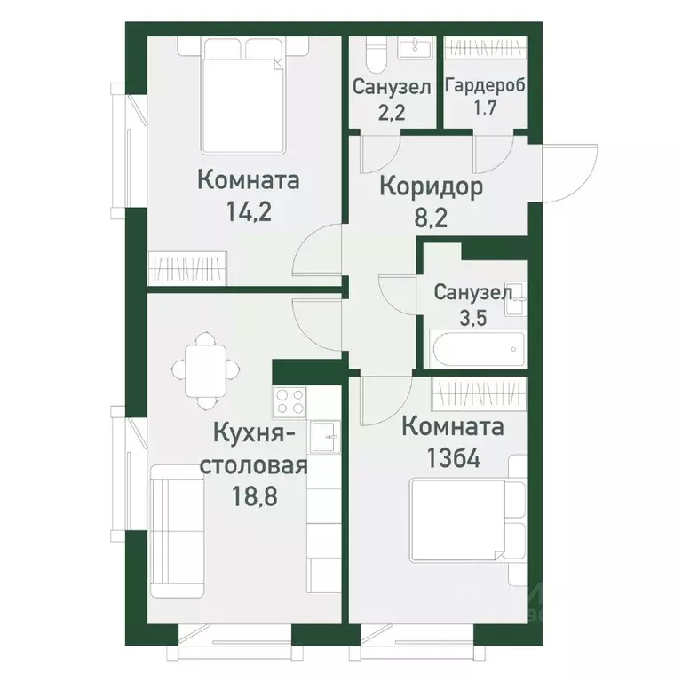 2-к кв. Челябинская область, Челябинский городской округ, пос. ... - Фото 0
