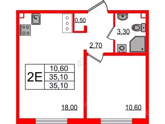 1-к кв. Санкт-Петербург ул. Чарушинская, 24к1 (35.1 м) - Фото 1