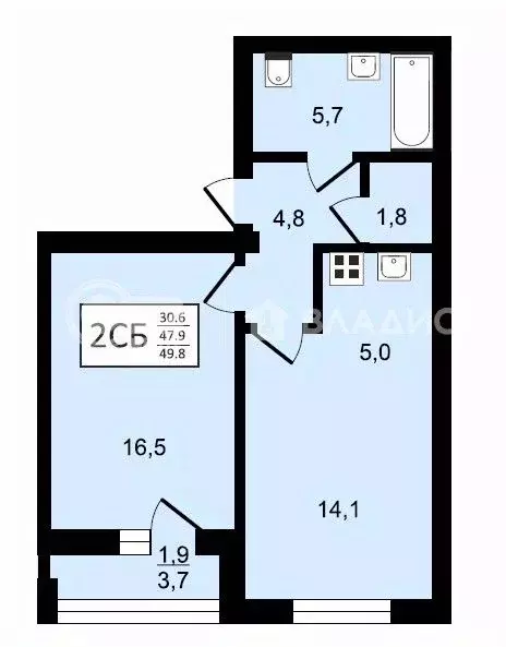 2-к кв. Воронежская область, Воронеж ул. Шишкова, 140Б/26 (49.8 м) - Фото 0