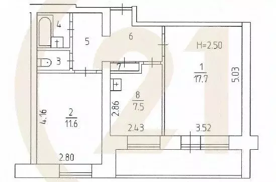 2-к кв. Пермский край, Пермь ул. Пушкина, 116Б (51.5 м) - Фото 2