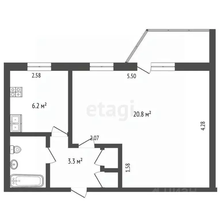 1-к кв. Ярославская область, Ярославль ул. Володарского, 7 (33.8 м) - Фото 2