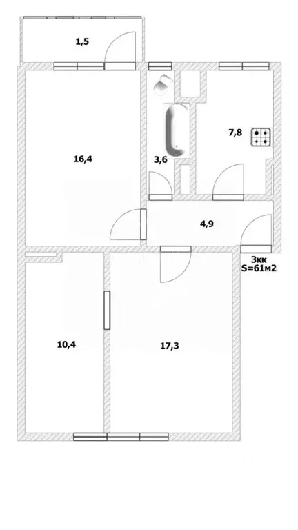 3-к кв. Калининградская область, Калининград Стрелковая ул., 4 (61.0 ... - Фото 2