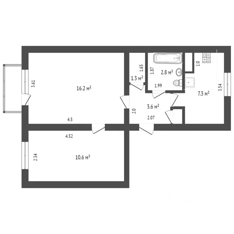 2-к кв. Кемеровская область, Кемерово ул. Черняховского, 11 (44.5 м) - Фото 1