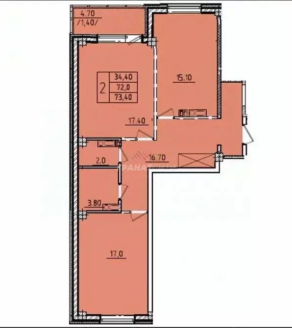 2-к кв. Омская область, Омск Волгоградская ул., 46 (75.8 м) - Фото 1