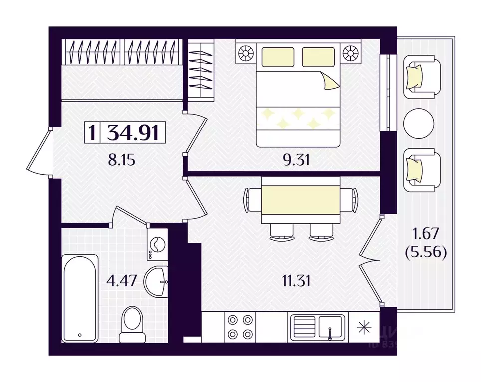 1-к кв. Калининградская область, Зеленоградск ул. Потемкина, 15А ... - Фото 1