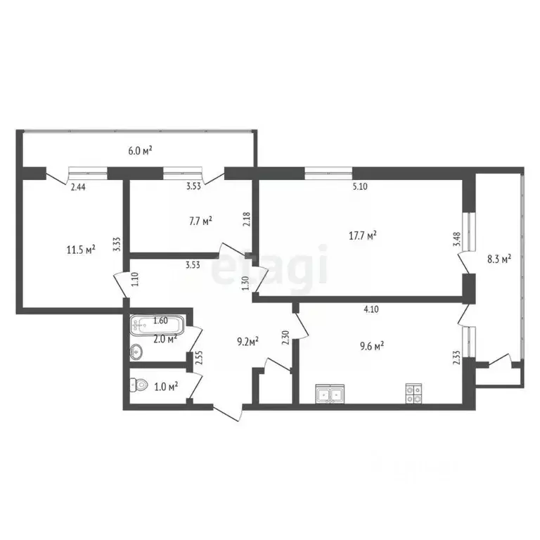 3-к кв. Крым, Ялта ул. Красноармейская, 50 (74.8 м) - Фото 1