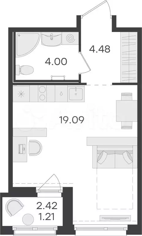 Квартира-студия, 28,8 м, 13/15 эт. - Фото 0