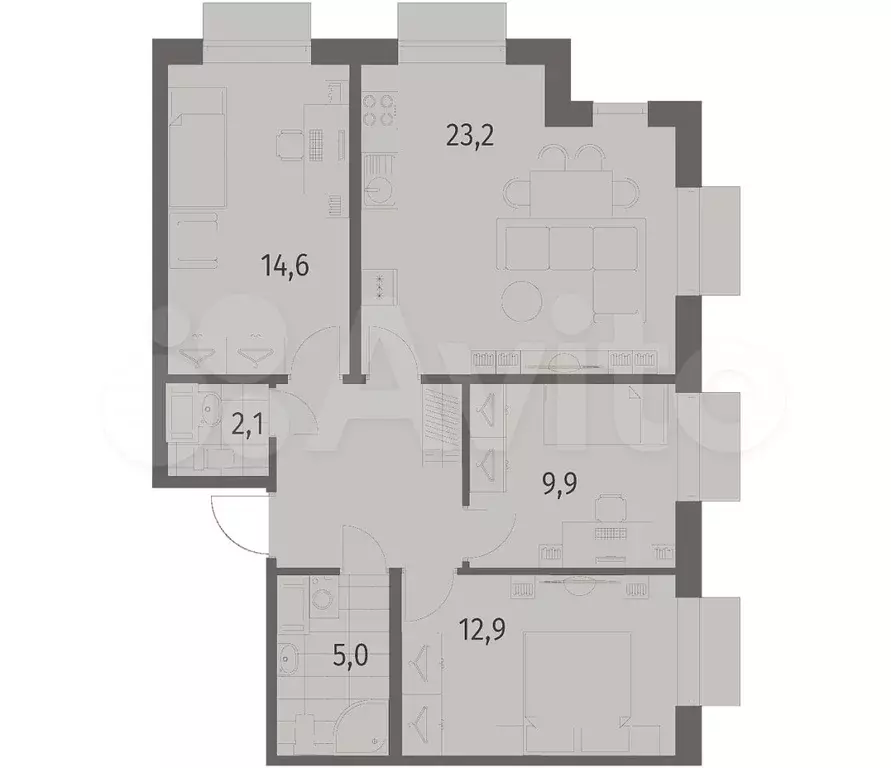 3-к. квартира, 77 м, 7/12 эт. - Фото 1