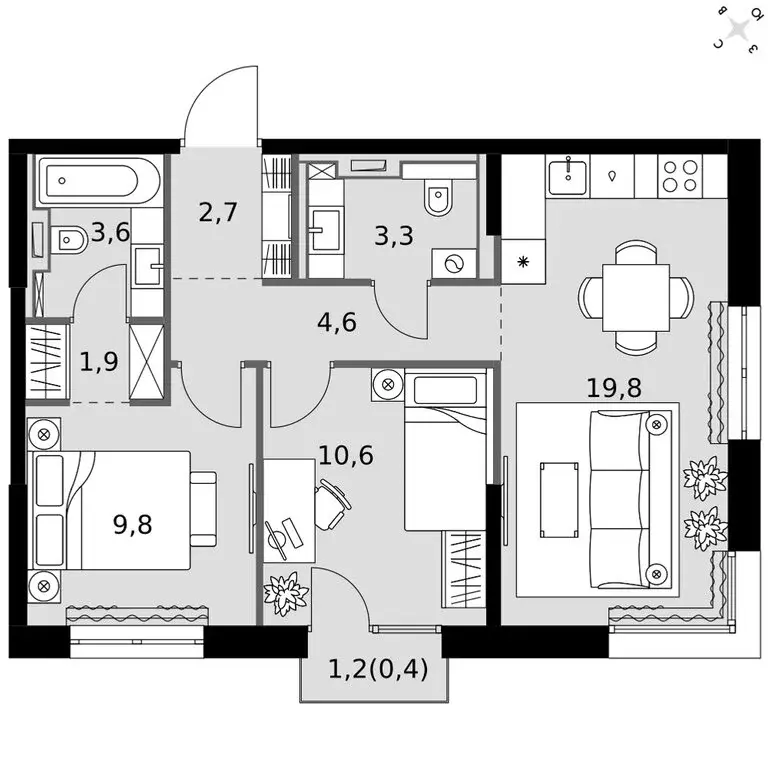2-комнатная квартира: Казань, Даурская улица, 2А (56.3 м) - Фото 2