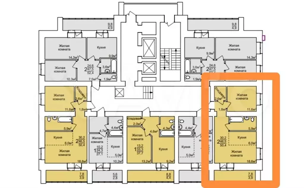 1-к. квартира, 50 м, 6/14 эт. - Фото 0