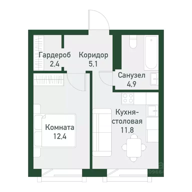 1-к кв. Челябинская область, Челябинский городской округ, пос. ... - Фото 1