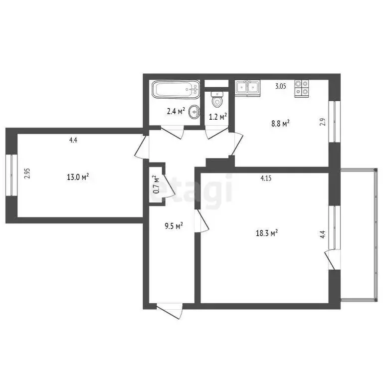 2-комнатная квартира: Зеленогорский, Центральная улица, 9 (53.9 м) - Фото 0
