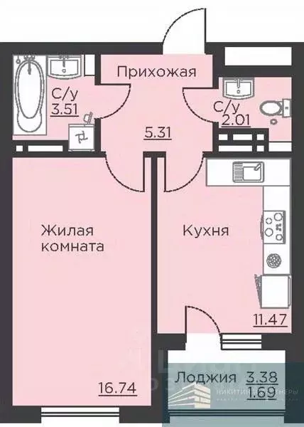 1-к кв. Воронежская область, Воронеж ул. Ломоносова, 116Б (40.7 м) - Фото 0