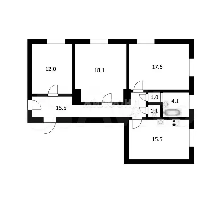 3-к. квартира, 84,9 м, 1/6 эт. - Фото 0