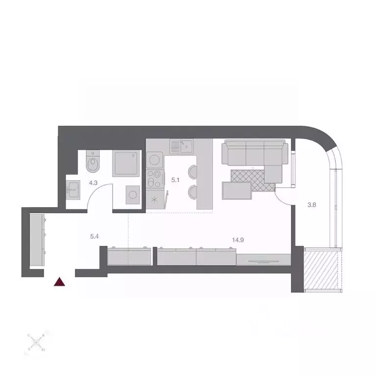 1-к кв. Новосибирская область, Новосибирск Беринг жилой квартал,  ... - Фото 1