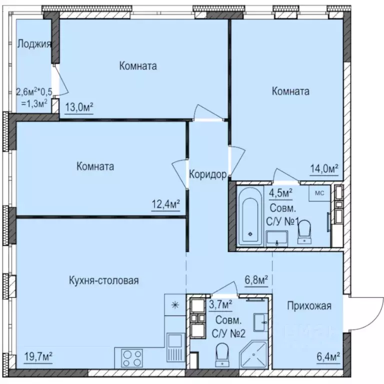3-к кв. Удмуртия, Ижевск ул. 10 лет Октября, 79 (81.8 м) - Фото 0