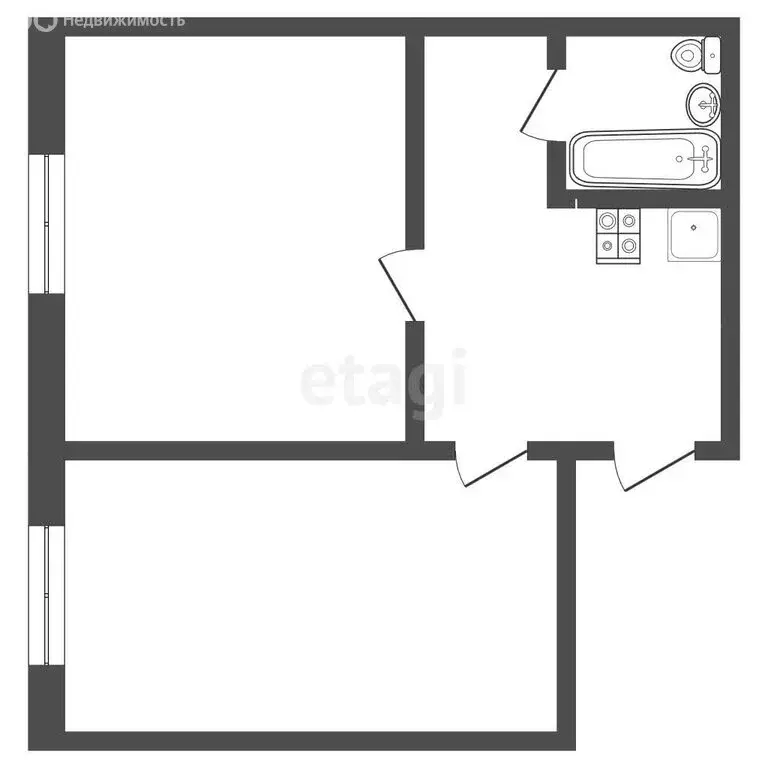 2-комнатная квартира: Тюмень, улица Республики, 248 (33.2 м) - Фото 1