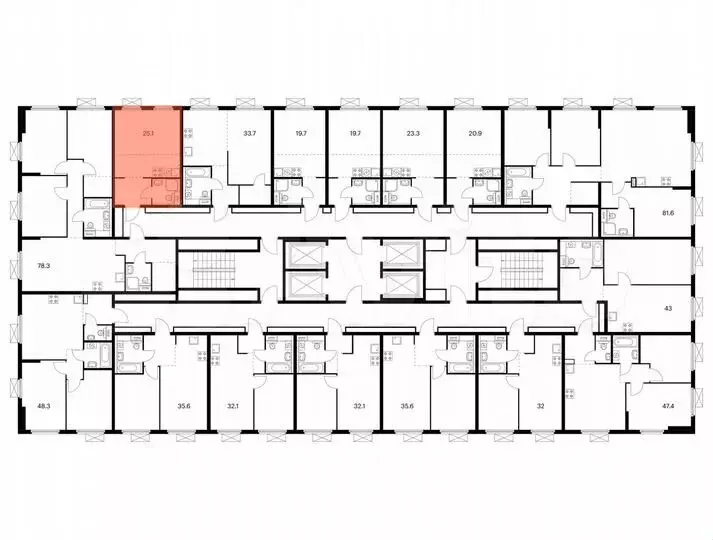 Квартира-студия, 25,1 м, 20/25 эт. - Фото 1