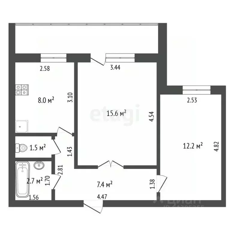 2-к кв. Алтайский край, Новоалтайск Прудская ул., 19 (47.4 м) - Фото 2