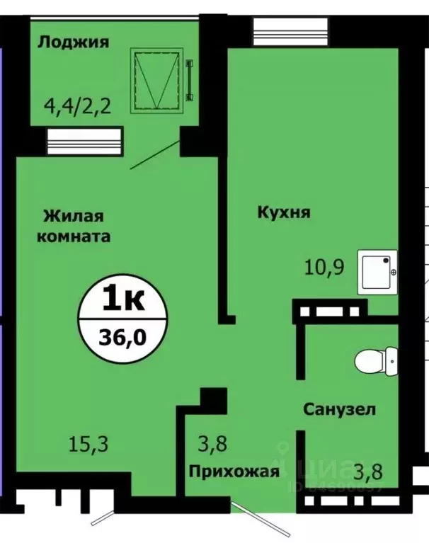 1-к кв. Красноярский край, Красноярск ул. Лесников, 51 (35.2 м) - Фото 0