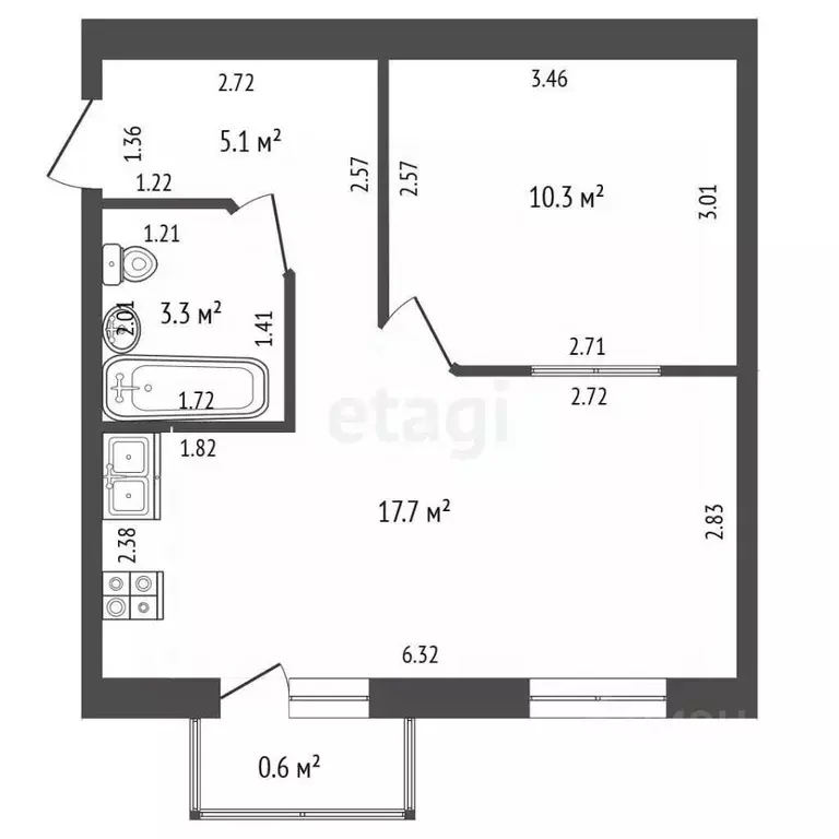 1-к кв. Крым, Сакский район, с. Орехово ул. 8 Марта (35.9 м) - Фото 2