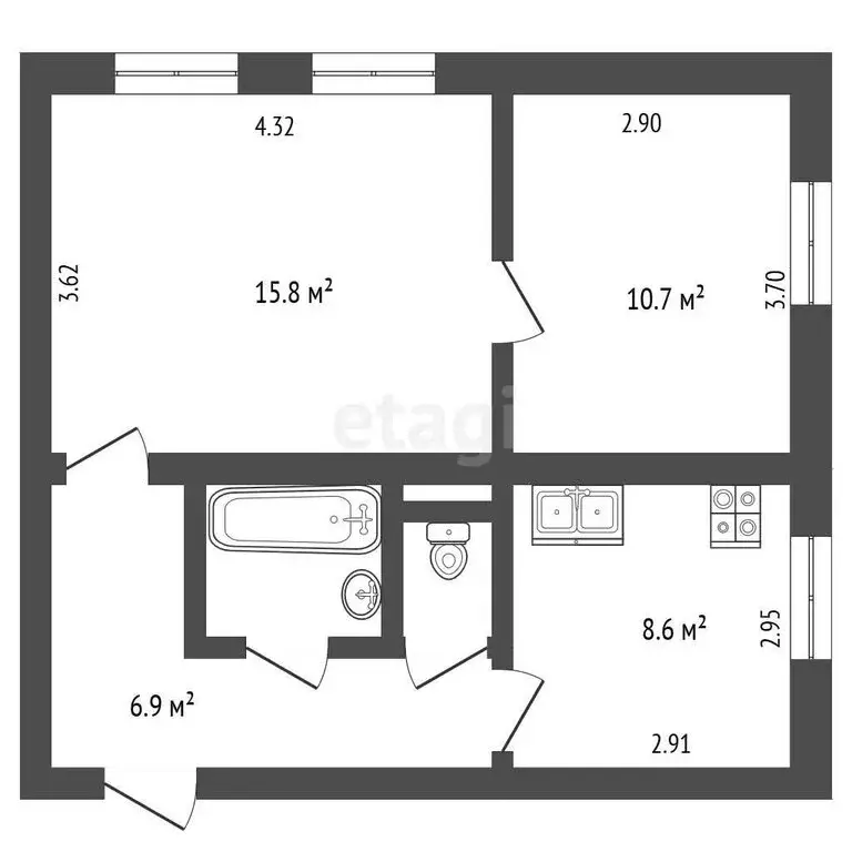 1-комнатная квартира: Омск, микрорайон Московка, Ишимская улица, 24 ... - Фото 1