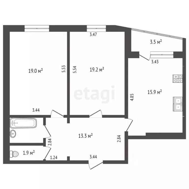 2-к кв. Московская область, Мытищи Шараповская ул., 1к2 (71.2 м) - Фото 1