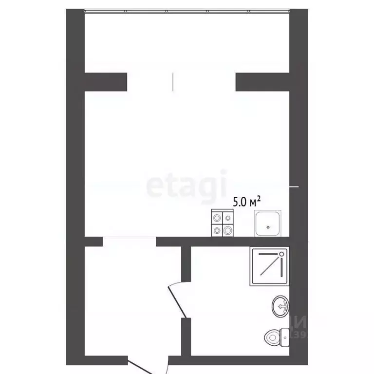 Студия Тюменская область, Тюмень ул. 30 лет Победы, 75 (12.5 м) - Фото 2