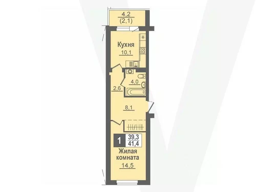1-к кв. Новосибирская область, Кольцово рп, 5-й мкр  (41.4 м) - Фото 0
