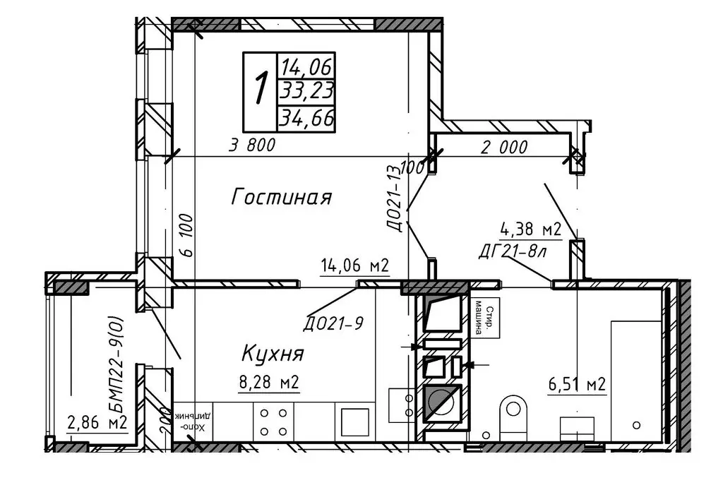 1-комнатная квартира: Калуга, Азаровская улица, 40к4 (34.55 м) - Фото 0