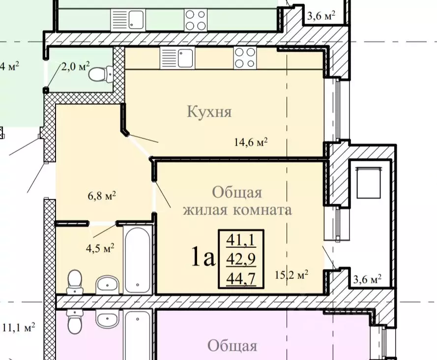 1-к кв. Тамбовская область, Тамбов Державинская ул., 22 (44.7 м) - Фото 2