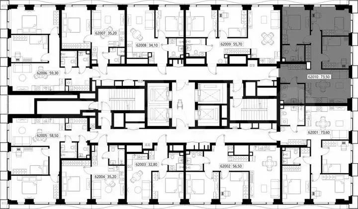 3-к. квартира, 73,5м, 20/48эт. - Фото 1