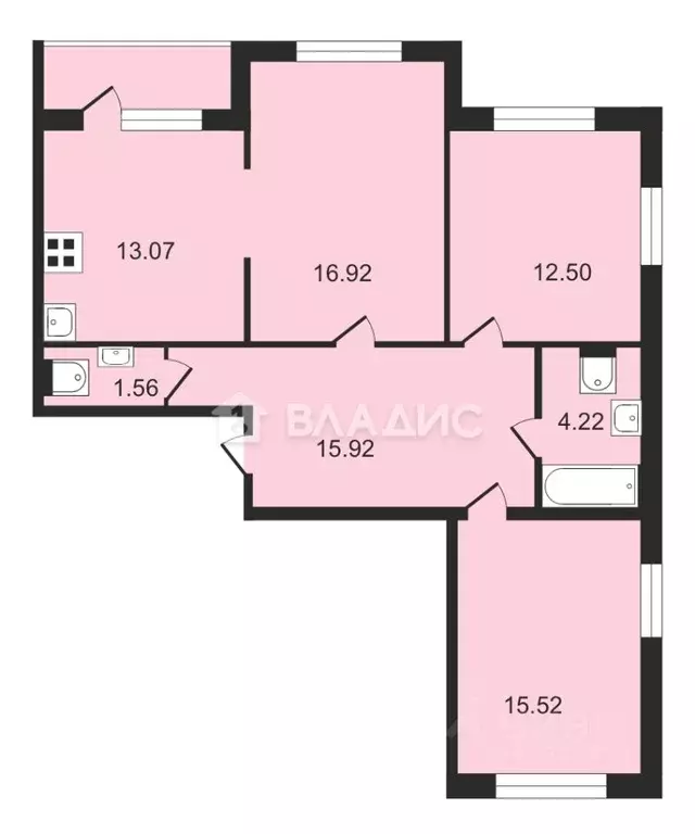 3-к кв. Санкт-Петербург ул. Богословская, 4к2 (79.3 м) - Фото 2