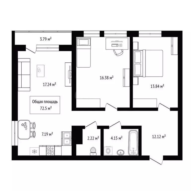 3-комнатная квартира: Новосибирск, площадь Райсовета, 14 (72.5 м) - Фото 1