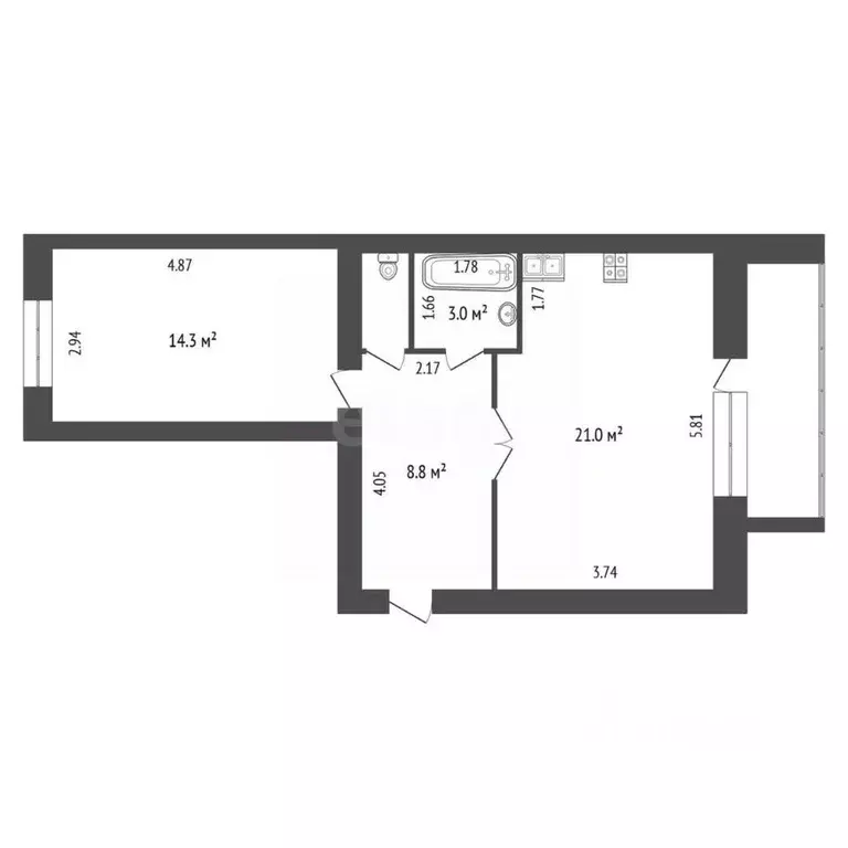 1-к кв. Архангельская область, Котлас ул. 70 лет Октября, 30А (48.2 м) - Фото 2
