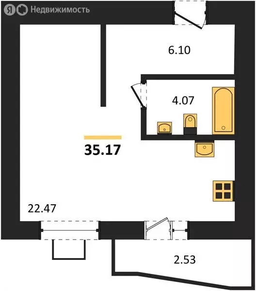 Квартира-студия: Пенза, улица Герцена, с106 (35.17 м) - Фото 1