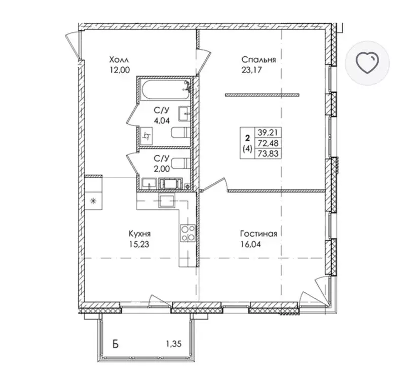 2-комнатная квартира: Сестрорецк, Авиационная улица, 5к4 (73 м) - Фото 1