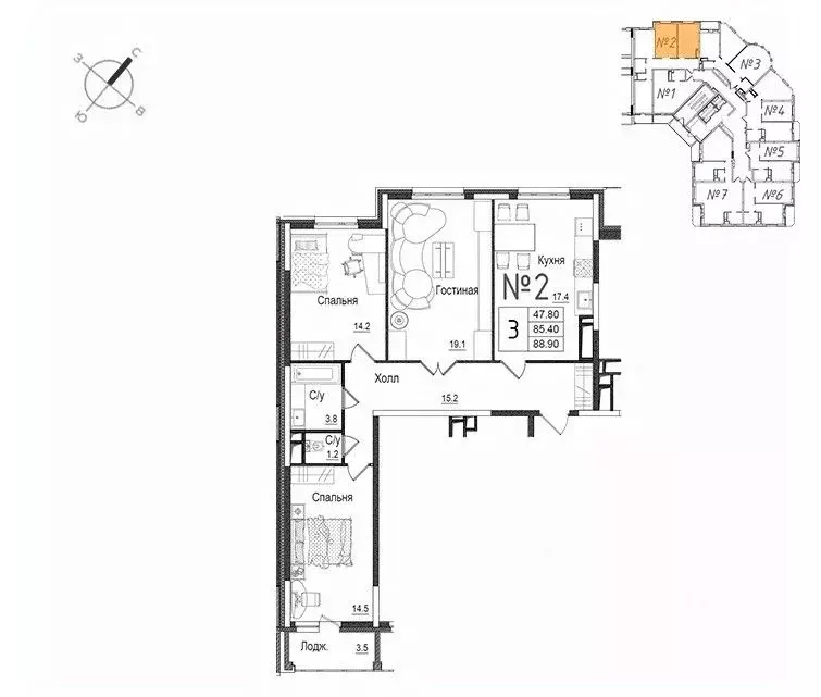 3-к кв. Московская область, Наро-Фоминск ул. Новикова, 20/1 (88.9 м) - Фото 0