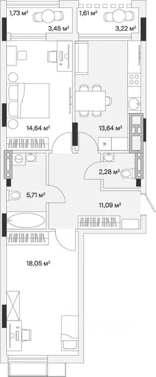2-к кв. Калининградская область, Гурьевский муниципальный округ, пос. ... - Фото 0