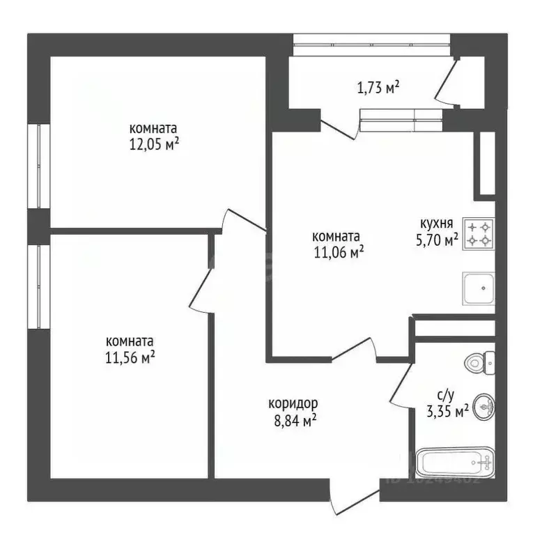 2-к кв. Башкортостан, Уфа Караидельская ул., 54/1 (55.5 м) - Фото 2